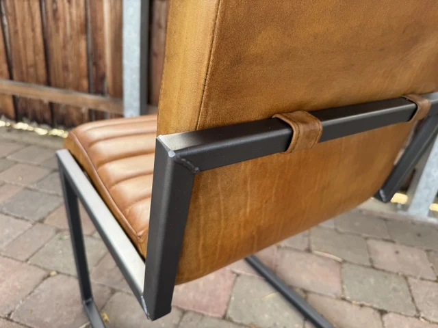 Stuhl mit Armlehne cognac, Freischwinger cognac Leder