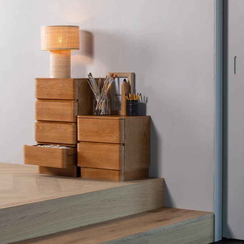 Fejo kommode/nachttisch 2 schubladen mdf braun