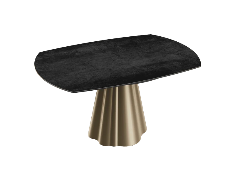 Esstisch anthrazit rund Keramik, Tisch rund Keramik ausziehbar, Esstisch Gold Marmoroptik Durchmesser 150 cm