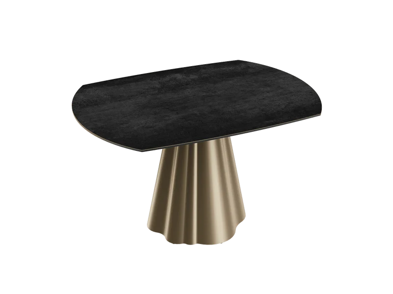 Esstisch braun rund Keramik, Tisch rund Keramik ausziehbar, Esstisch Gold Marmoroptik Durchmesser 135 cm