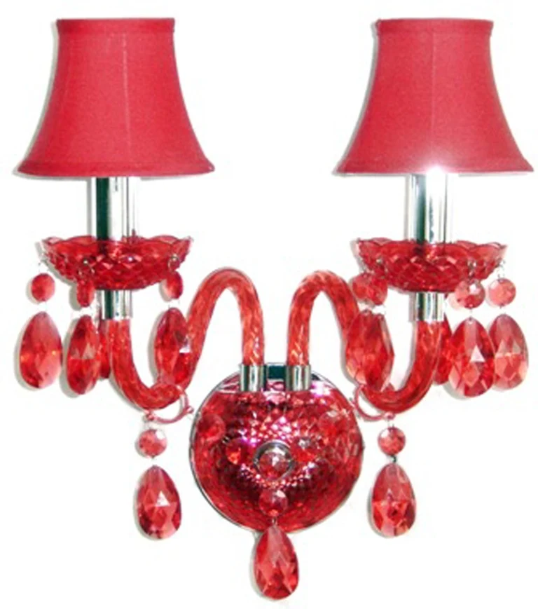Klassischer Kronleuchter 9-armig, transparent-rot, Durchmesser 66 cm