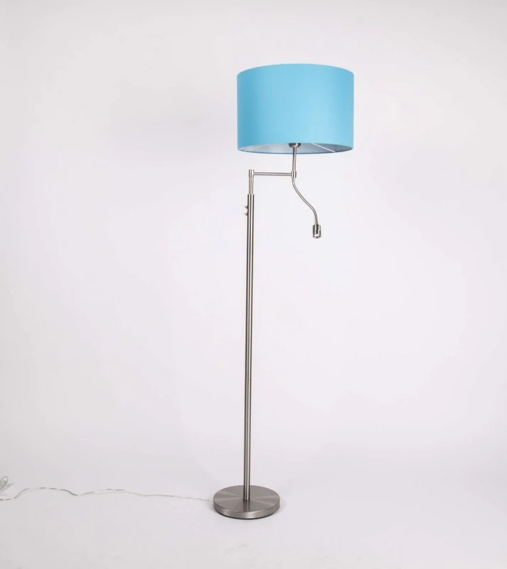 Stehleuchte mit LED-Leselampe, Lampenschirm in Farbe Türkis-Blau
