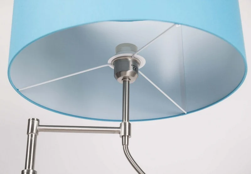 Stehleuchte mit LED-Leselampe, Lampenschirm in Farbe Türkis-Blau
