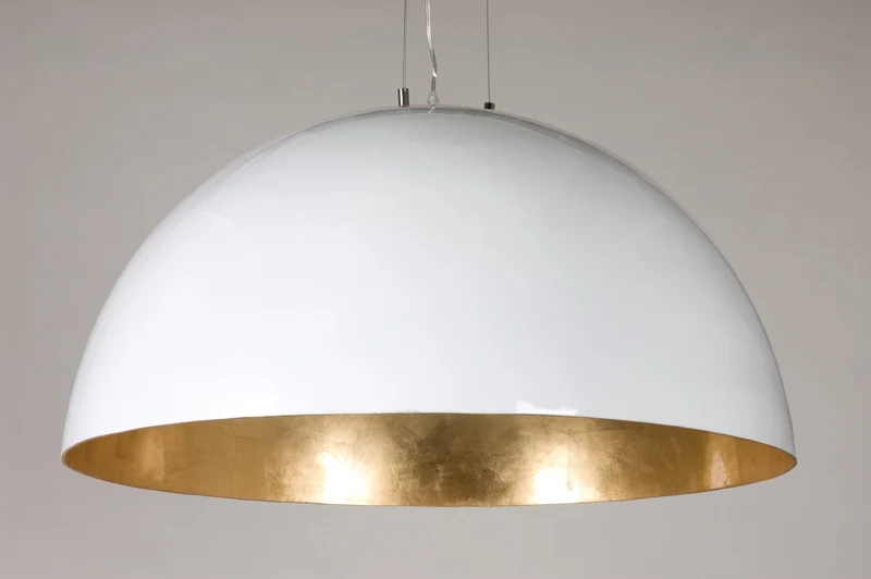 Moderne Pendelleuchte Kuppel, Farbe Weiß-Gold, Durchmesser 90 cm