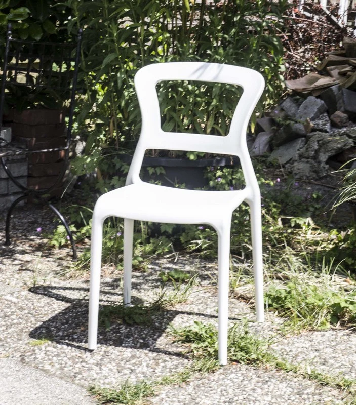 Gartenstuhl weiß aus Kunststoff, Stuhl Outdoor