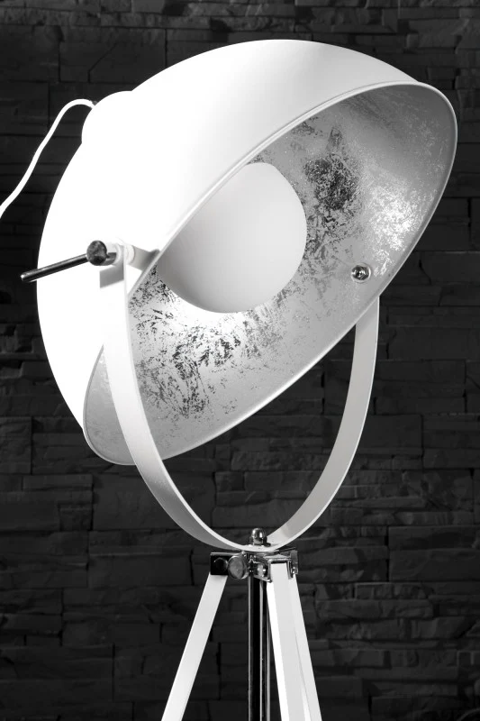 Stehleuchte Spot in weiß-silber, Stehlampe weiß Industrie