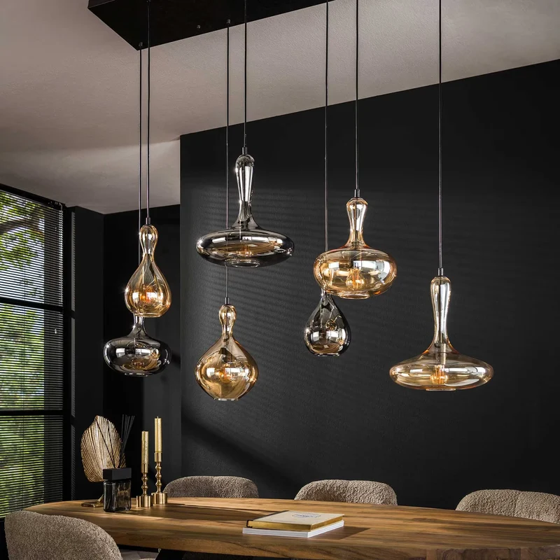 Pendelleuchte Glas, Hängelampe Glas, Breite 130 cm