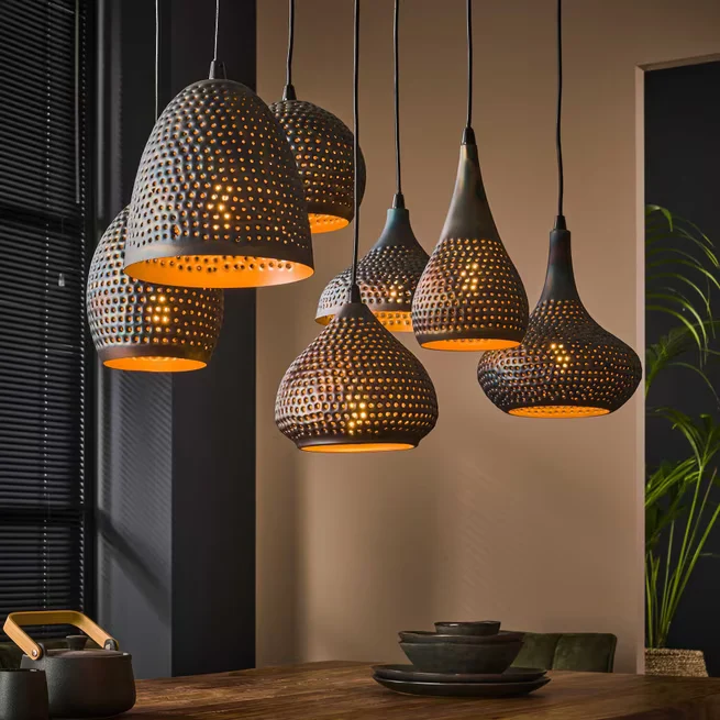 Pendelleuchte Metall Industriedesign, Hängelampe Metall, Breite 90 cm