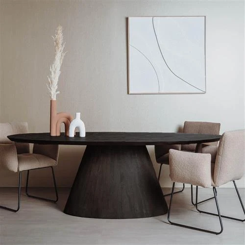 Esstisch schwarz oval, Tisch oval schwarz, Länge 220 cm