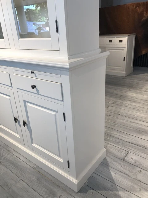 Vitrinen weiß Landhausstil, Wohnzimmerschrank weiß Landhaus, Buffetschrank weiß, Breite 230 cm