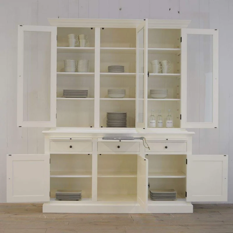 Vitrinen weiß, Wohnzimmerschrank weiß, Geschirrschrank weiß Landhausstil, Breite 177 cm