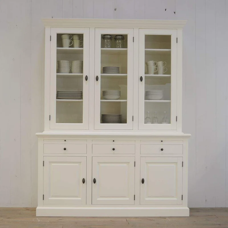 Vitrinen weiß, Wohnzimmerschrank weiß, Geschirrschrank weiß Landhausstil, Breite 177 cm