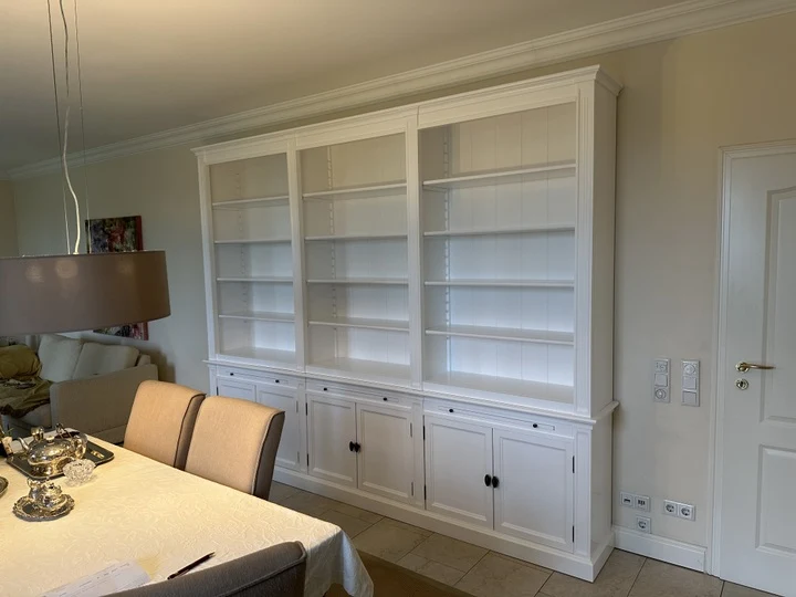 Bücherschrank weiß Landhausstil, Schrank weiß Landhaus, Breite 300 cm