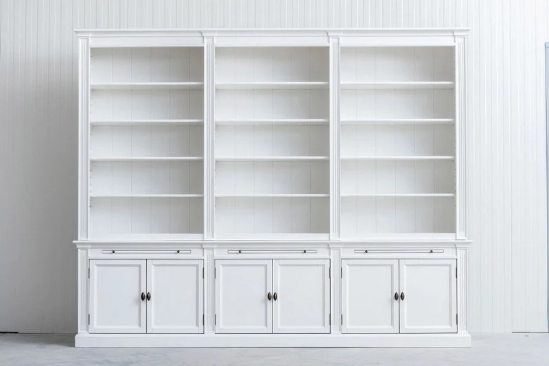 Bücherschrank weiß Landhausstil, Schrank weiß Landhaus, Breite 300 cm