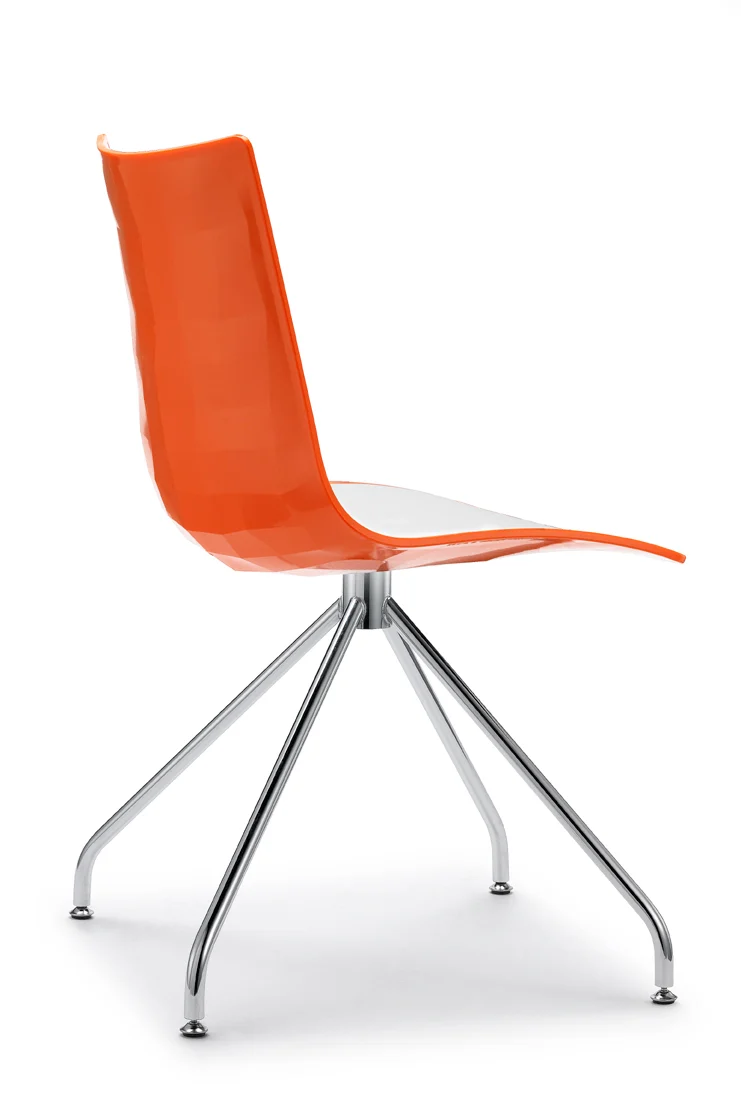 Design Stuhl, Kunststoff, verchromt, Sitzhöhe 46 cm