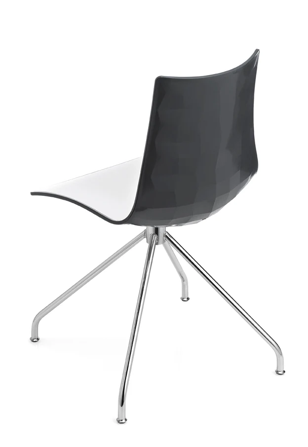 Design Stuhl, Kunststoff, verchromt, Sitzhöhe 46 cm