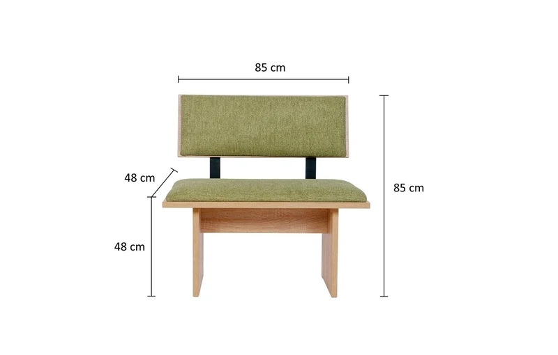 Sitzbank 'Die Stilvolle', 85 cm mit Lehne, Stoff Grün
