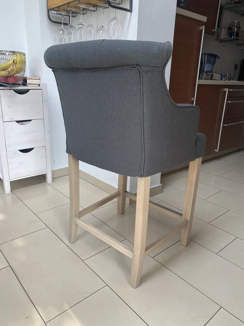 Barstuhl anthrazit, Barhocker anthrazit Landhausstil, Sitzhöhe 65 cm