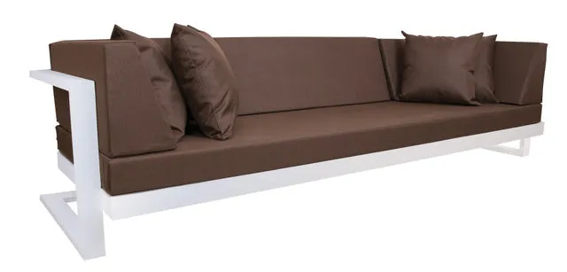 Outdoor Sitzgruppe Lounge weiß-braun, Aluminium Gestell, gepolstert