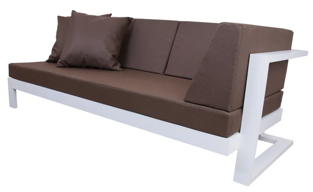 Outdoor Sitzgruppe Lounge weiß-braun, Aluminium Gestell, gepolstert