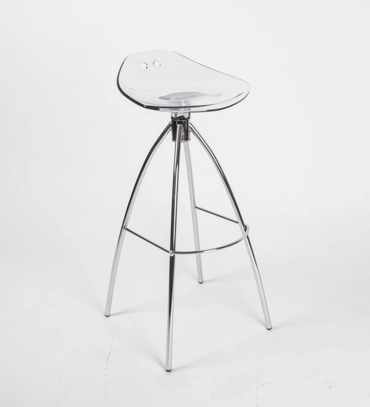 Design Bar-Tresenhocker, Farbe Transparent - Chrom, Sitzhöhe 65 cm