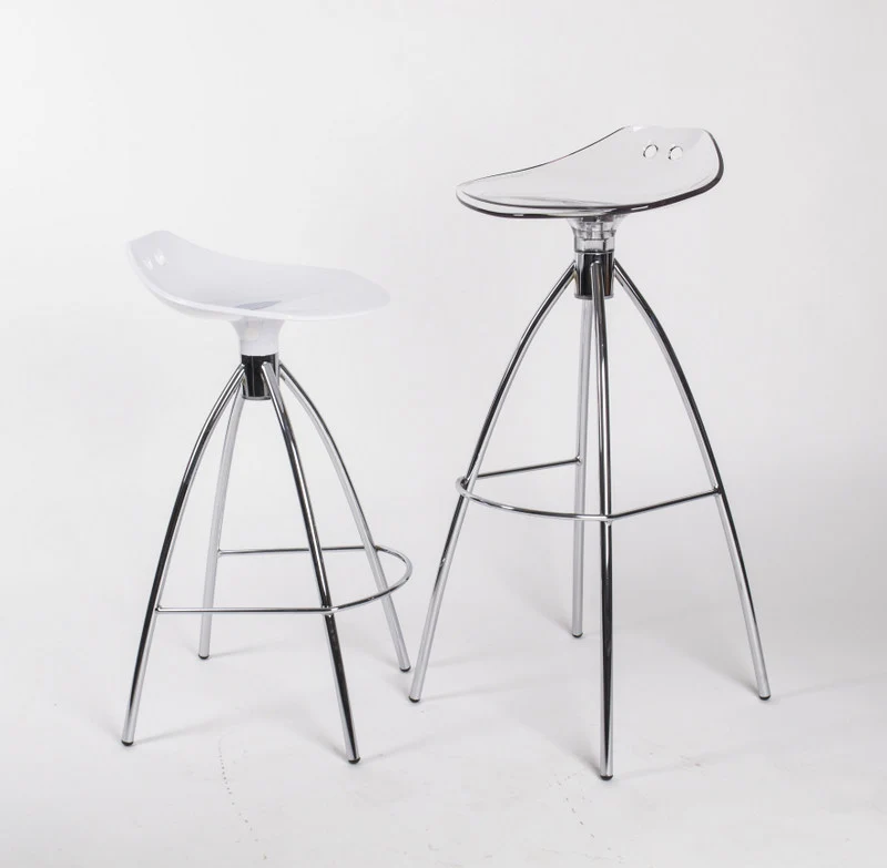 Design Bar-Tresenhocker, Farbe Transparent - Chrom, Sitzhöhe 80 cm