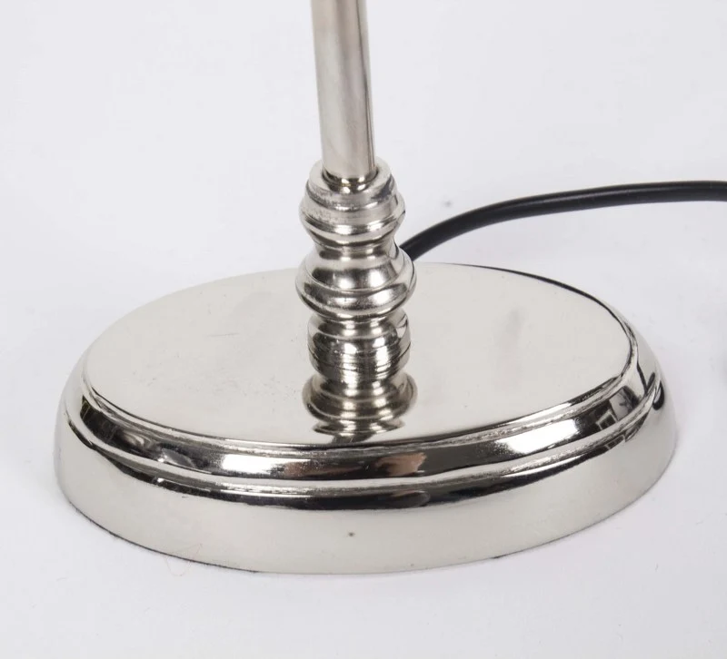 Tischlampe mit Lampenschirm / Weiß-Schwarz, Tischlampe verchromt, Höhe 50 cm