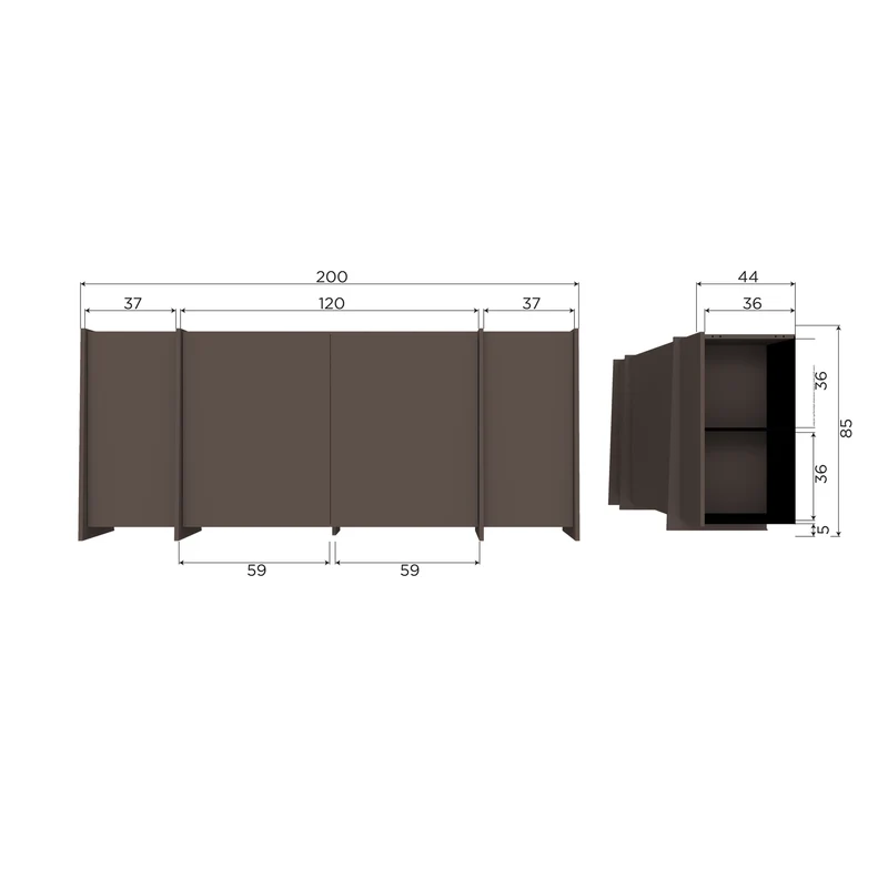 Brock kommode 200 cm asche furnier mittelbraun