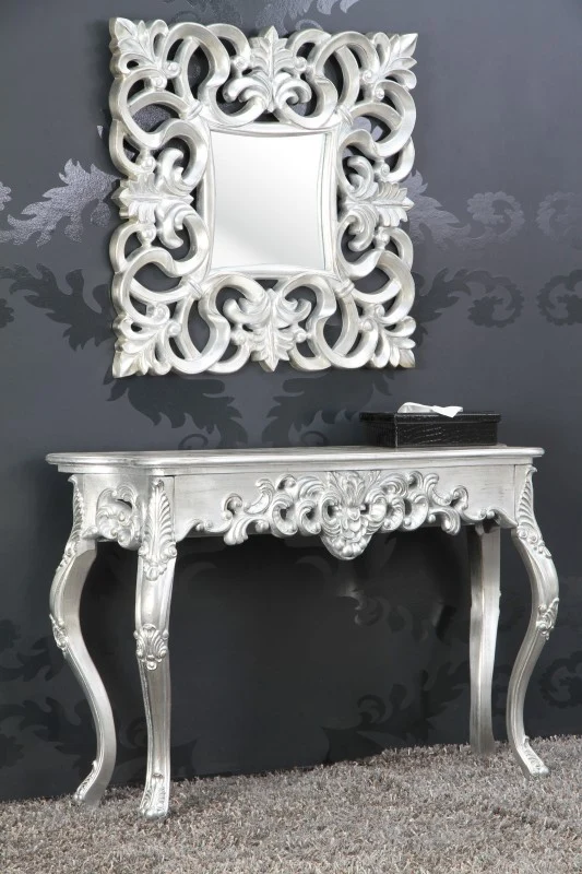 Sideboard im Barockstil, silber, Breite 112 cm