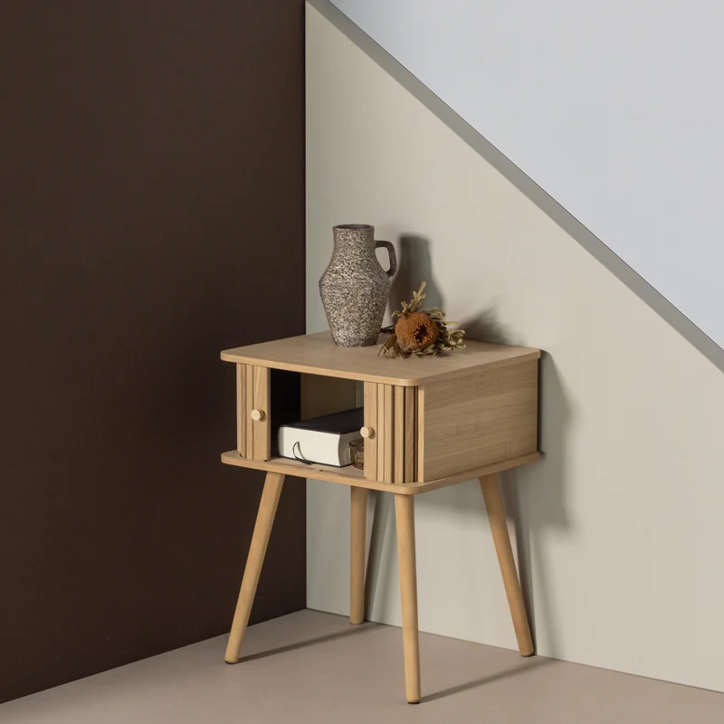 Karri Nachttisch gerade MDF/Kiefer natur