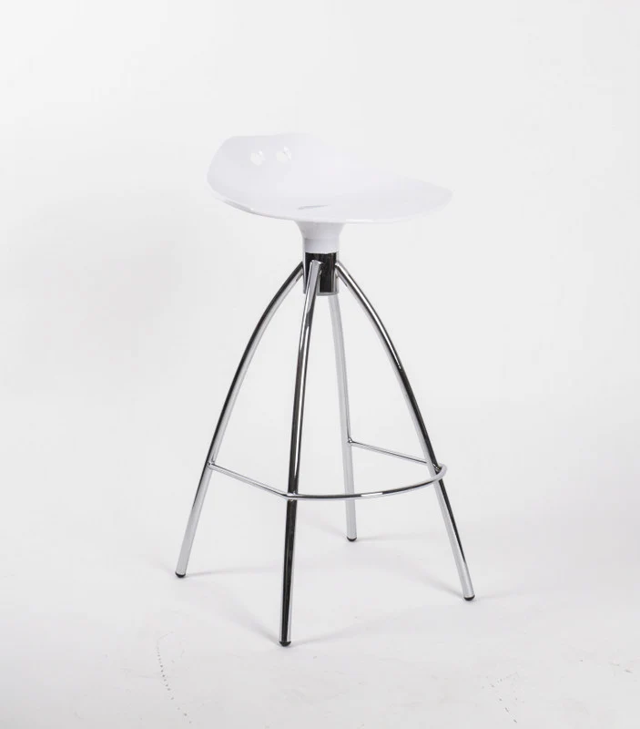 Design Bar-Tresenhocker, Farbe Weiß - Chrom, Sitzhöhe 80 cm