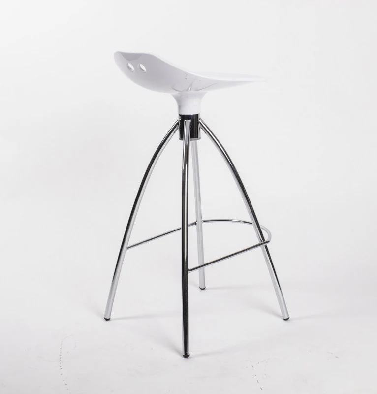 Design Bar-Tresenhocker, Farbe Weiß - Chrom, Sitzhöhe 80 cm