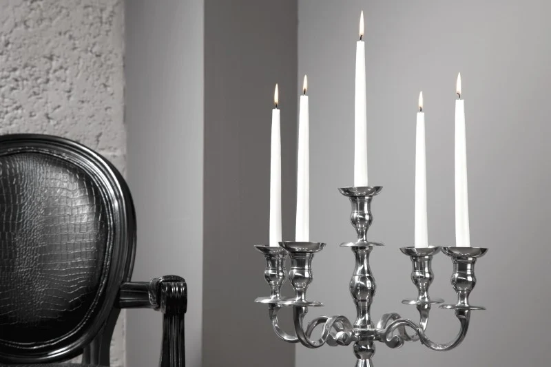 Kerzenständer Silber 5-armig, Kerzenhalter aus Aluminium, Höhe 80 cm