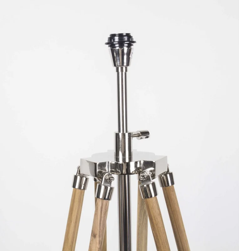 Lampenfuß für eine Stehlampe, Farbe Naturholz-Chrome, Höhe 114-180 cm