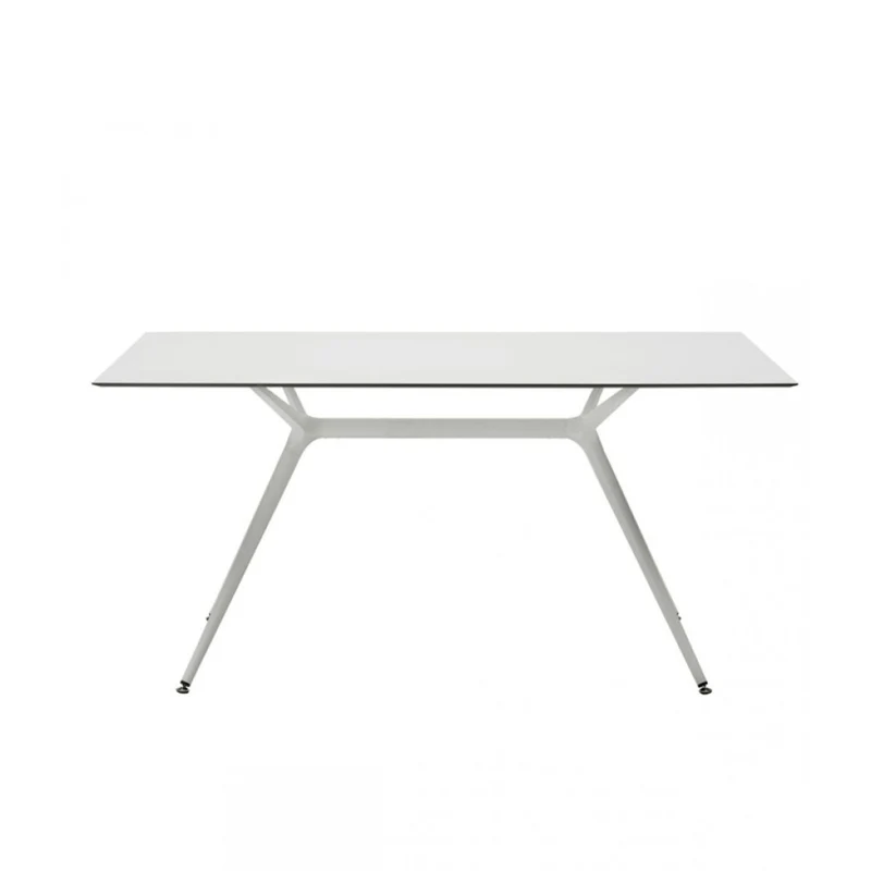 Design Tisch weiß, Bürotisch weiß, Länge 210 cm