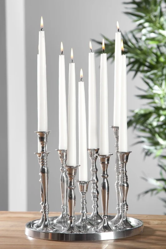 Kerzenständer Silber 9-armig, Kerzenhalter aus Aluminium, Ø 30 cm