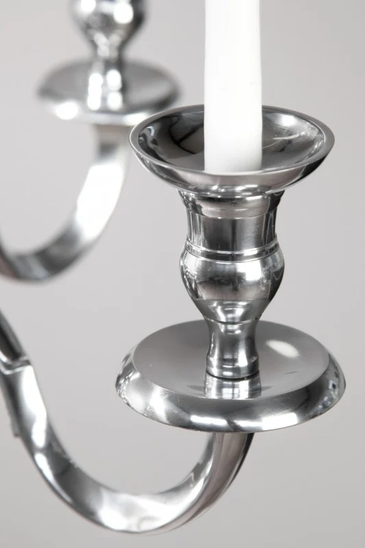 Kerzenständer Silber 5-armig, Kerzenhalter aus Aluminium, Höhe 120 cm