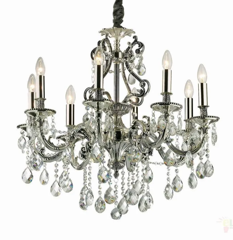 Klassischer Kronleuchter 8 flammig, Farbe Silber, Ø 73 cm