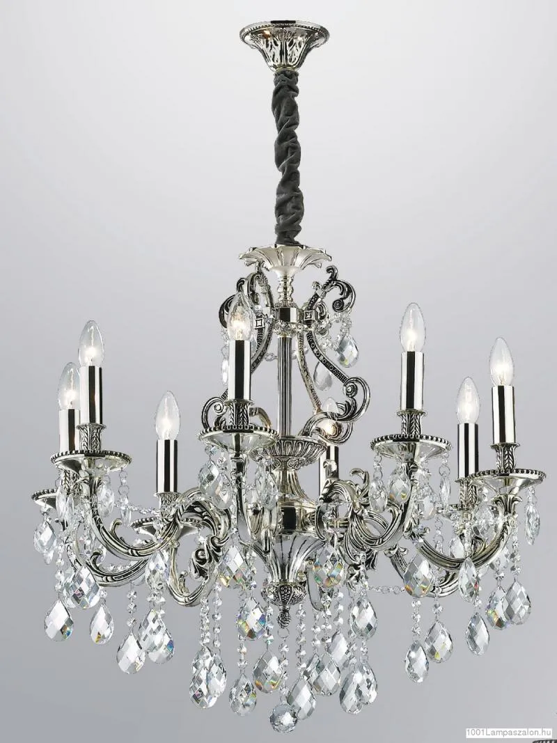 Klassischer Kronleuchter 8 flammig, Farbe Silber, Ø 73 cm