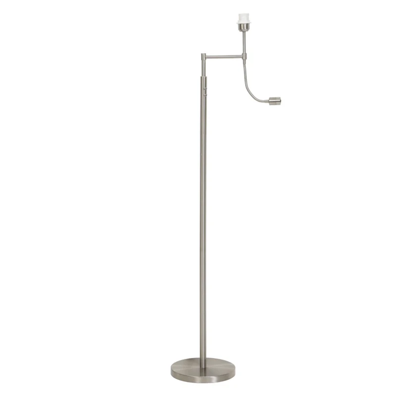 Stehleuchte Silber, Lampenfuß Silber satiniert mit LED Leselampe, Stehlampe Silber satiniert, Höhe 138 cm
