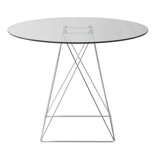 Moderner Tisch, Tischplatte rund Glas, Ø 110 cm