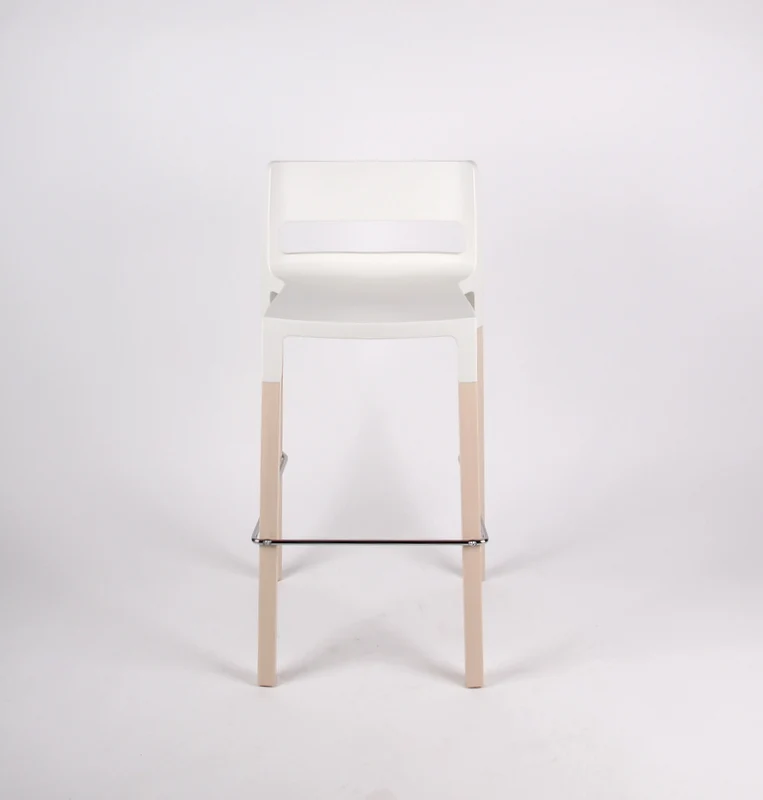 Design Barhocker mit Fußablage, Farbe leinen