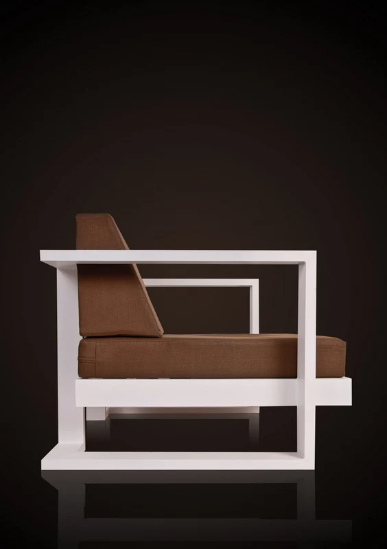 Outdoor Sessel, Farbe weiß-braun, Gartensessel gepolstert