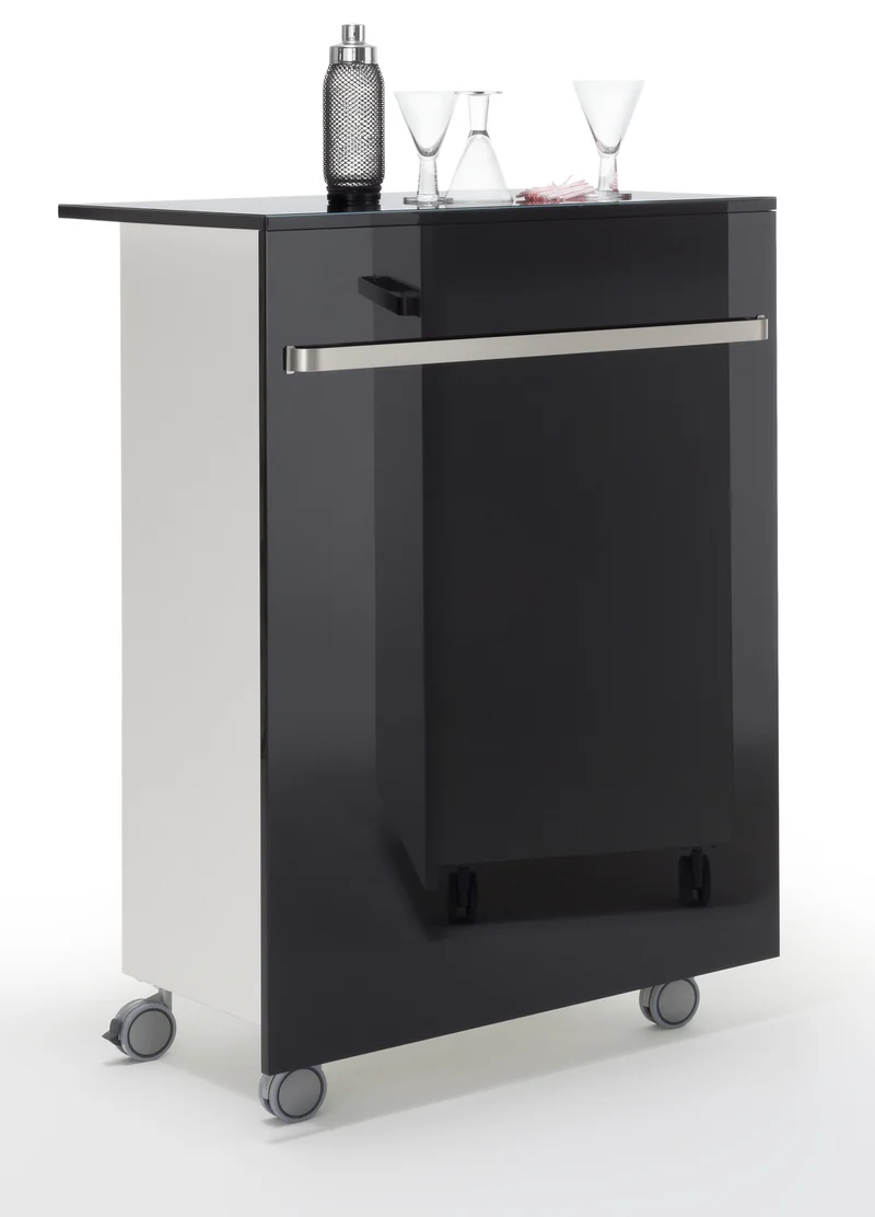 Office Bar auf Rollen, mobile Coffe-Bar Theke auf Rollen schwarz