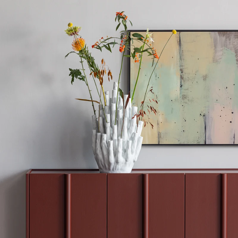 Basu Sideboard aus Kiefernholz in Bordeauxrot
