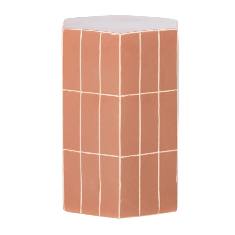 Plu dekorativer beistelltisch 54x38x32 cm keramik altrosa