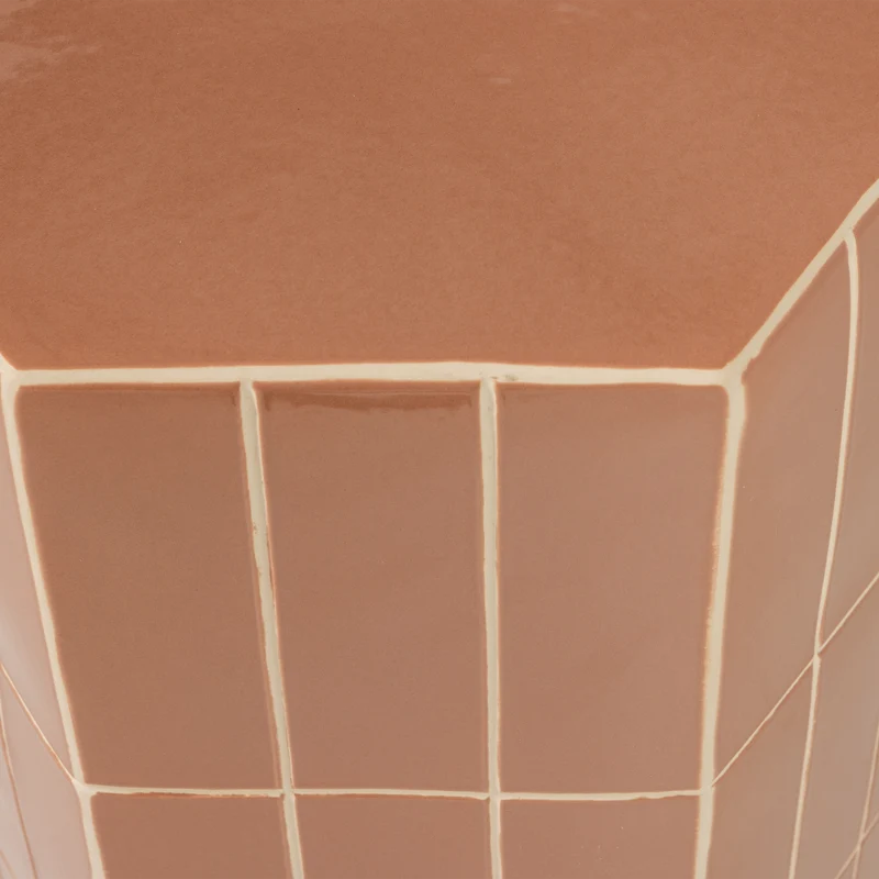 Plu dekorativer beistelltisch 54x38x32 cm keramik altrosa