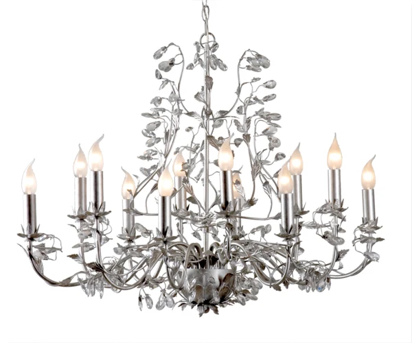 Kronleuchter 12 flammig, Farbe silber Durchmesser 90 cm