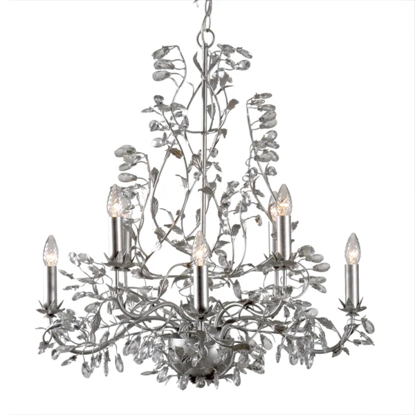 Kronleuchter 8 flammig, Farbe silber Durchmesser 70 cm