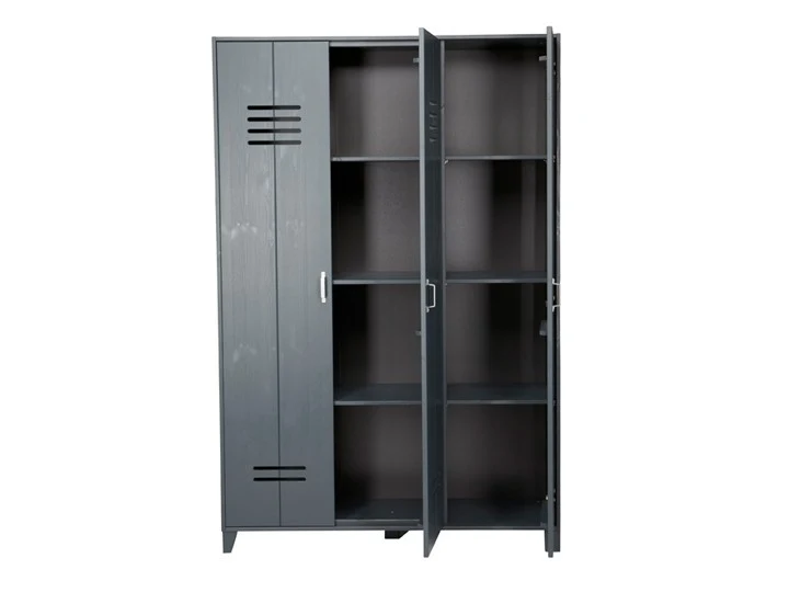 Kleiderschrank schwarz Schrank Holz Landhaus, Breite 123 cm